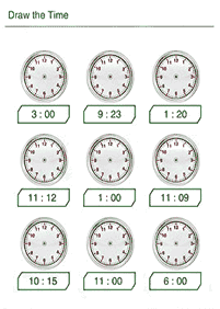 Dizendo as horas (relógio) - ficha de exercício 55