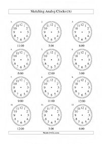 Dizendo as horas (relógio) - ficha de exercício 60