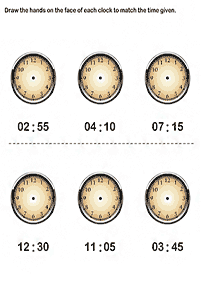 Dizendo as horas (relógio) - ficha de exercício 65