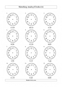 Dizendo as horas (relógio) - ficha de exercício 68