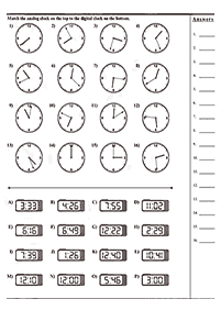 Dizendo as horas (relógio) - ficha de exercício 83