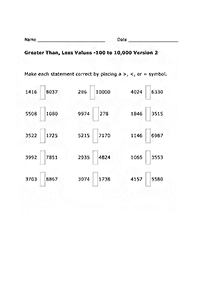 Maior que Menor que - ficha de exercícios 54