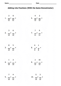 fractions worksheets - worksheet 119