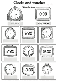 telling the time (clock) - worksheet 2