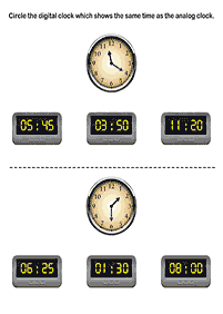 telling the time (clock) - worksheet 20